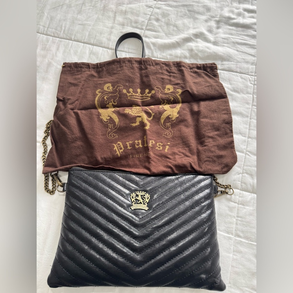Pratesi French designer large clutch. Can be worn in a crossbody style